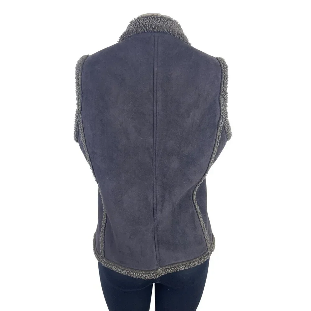 L.L. Bean Women's Gray Sherpa Lined & Sleeveless Button Front Vest Sz M - Picture 4 of 10